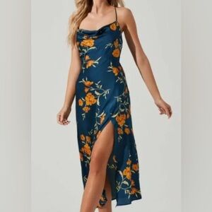 Astr the Label Gaia Dress - Blue and Orange Floral